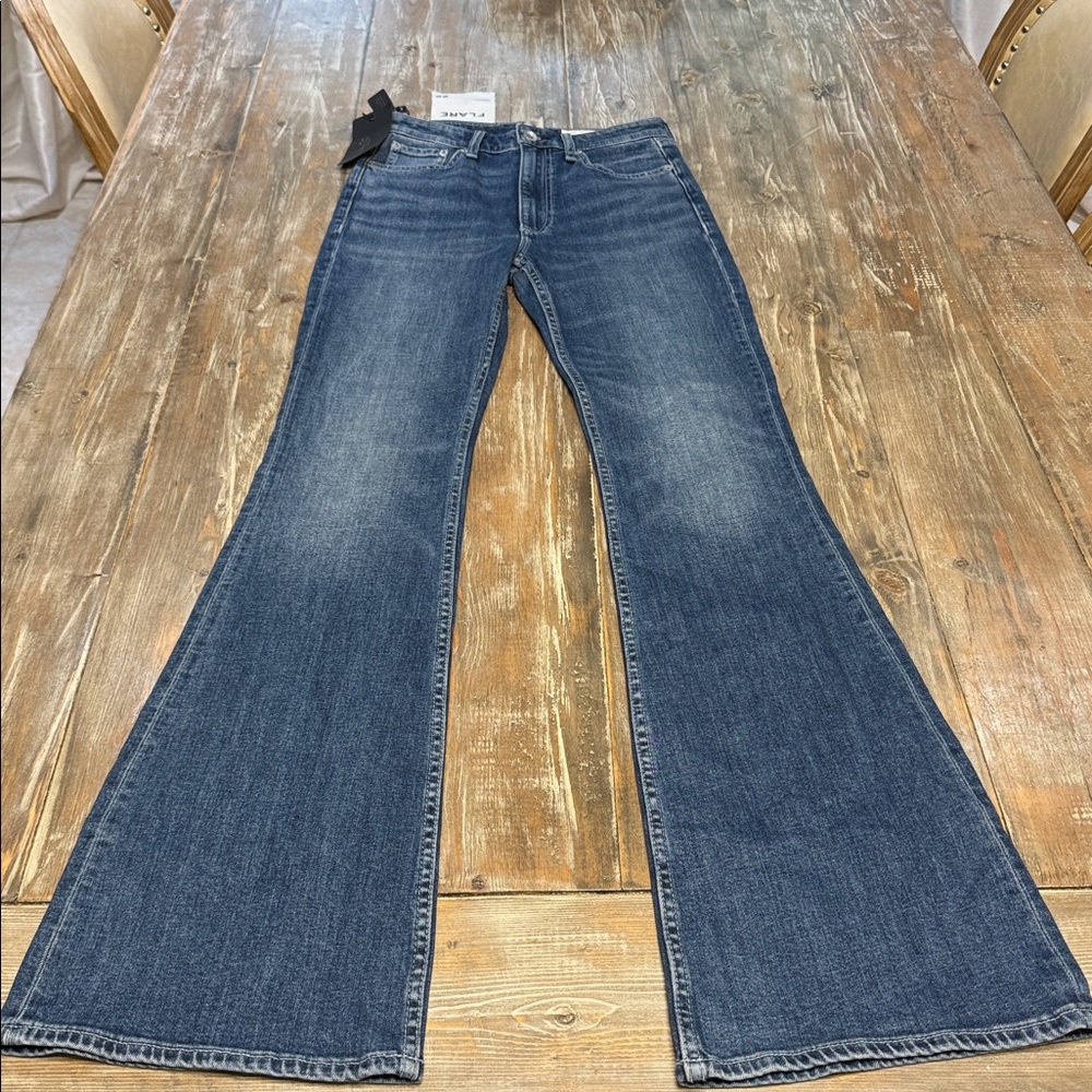 rag & bone Dark Blue Flare Jeans - Picture 7 of 9